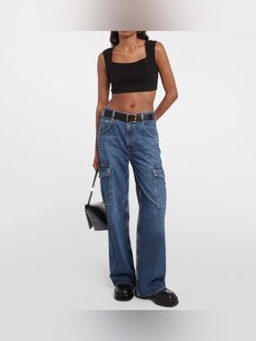 Agolde Deep Blue Wide-Leg Cargo Jeans